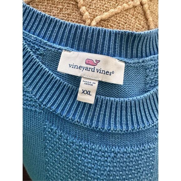 Vineyard Vines Men’s XXL Blue Square Knit Sweater 100% Cotton - Picture 6 of 6